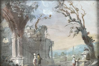 null In the taste of the eighteenth century
Landscapes animated with ruins and characters
Meeting...