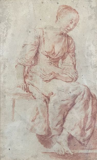 null Flemish school of the 18th century 
Seated woman, after Adrien Van de Velde...