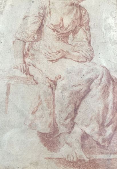 null Flemish school of the 18th century 
Seated woman, after Adrien Van de Velde...