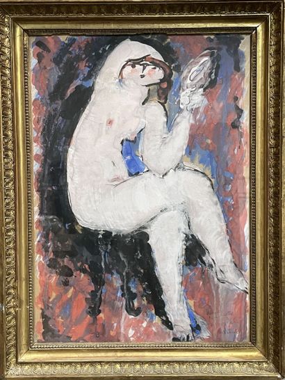 null Ion VLAD (1920-1992)
Seated nude
Watercolor gouache, signed, titled and dated...