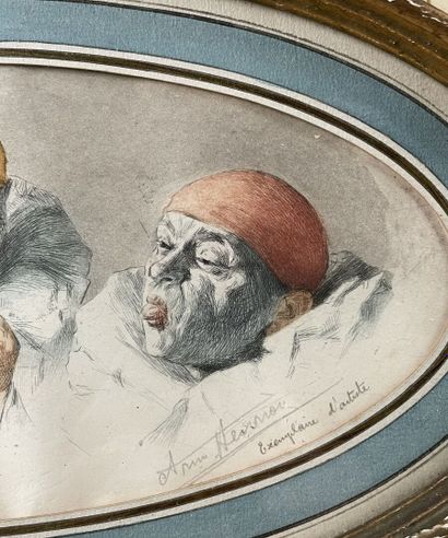 null Armand HENRION (1875-1958)
Clowns
Two oval pastels, signed lower right
Height...