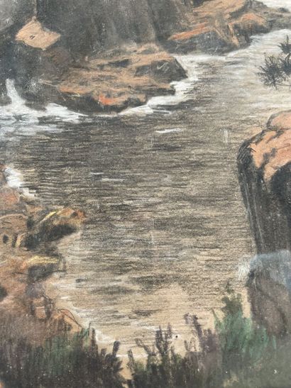 null Henri JOURDAIN (1864-1931)
Rocky inlet
Pastel and charcoal, signed lower right
Height...