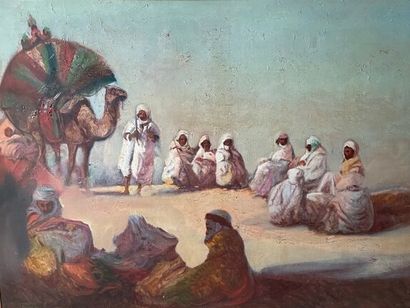 null Jean-Louis PAGUENAUD (1876-1952) 
The halt in the desert
Oil on canvas, signed...