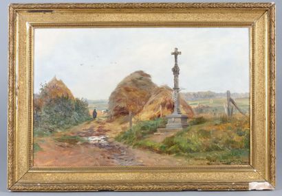 null Eugene GIRARDET (1853-1907)
The Calvary 
Oil on panel, signed, dated 1902 and...