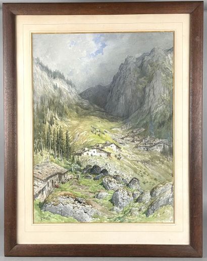 null Gustave DORÉ (1832-1883)
Hamlet in the valley
Watercolor, signed lower left...