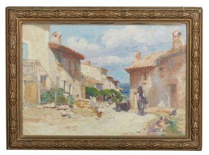 null Claude FIRMIN (1864-1944)
The small square in Villeneuve-les-Avignon
Oil on...