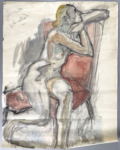 null Theodor PALLADY (1871-1956)
Seated Model
Watercolor, annotated upper left Thursday...
