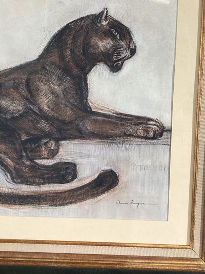 null Jean ROYER (20th century)
Reclining Panther
Drawing with three pencils, signed...
