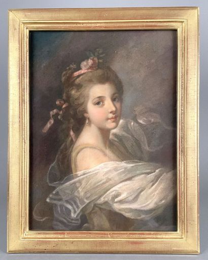 null École du XIXe siècle dans le goût du XVIIIe
Portrait de femme au ruban rose
Pastel
Haut....