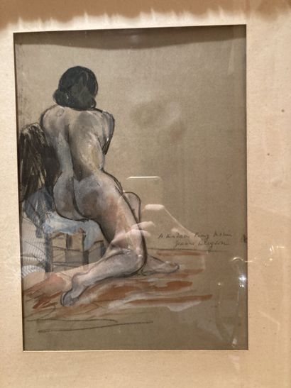null Jeanne BERGSON (1893-1961)
Nude sitting, back
Watercolor and highlights, signed...
