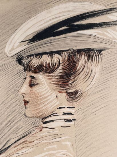null After Paul-César HELLEU (1859-1927) 
The Bride 
Reproduction of a drawing
(Tear...