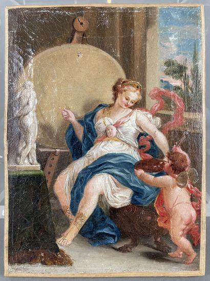 null French school of the 18th or 19th century
Allegory of the Arts
Oil on canvas
(Cracks,...