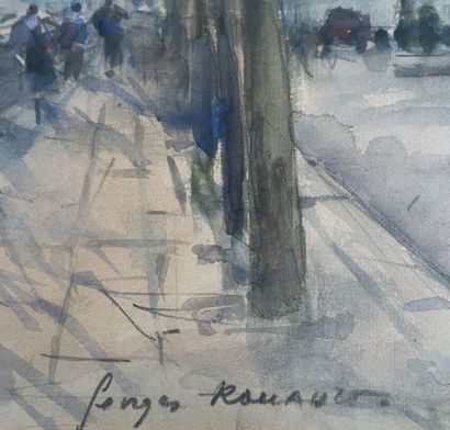 null Georges-Dominique ROUAULT (1904-2002)
The quays of Paris in winter
Watercolor,...