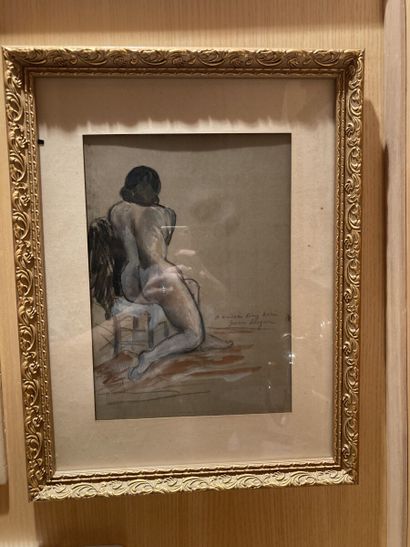 null Jeanne BERGSON (1893-1961)
Nude sitting, back
Watercolor and highlights, signed...