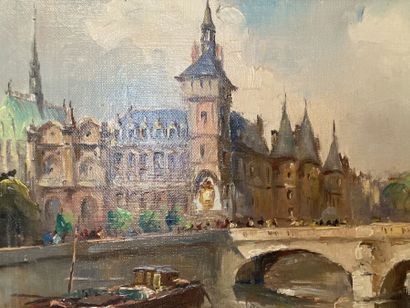 null Modern school, TESAOU (?)
Pont au Change and the Conciergerie Palace
Oil on...