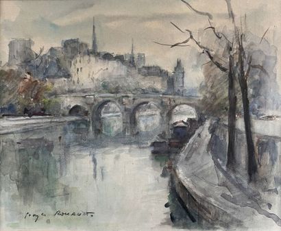 null Georges-Dominique ROUAULT (1904-2002)
The quays of the Seine in Paris
Watercolor,...