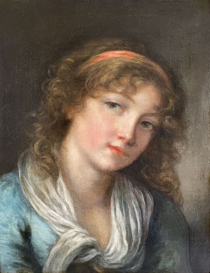 null École française vers 1790, entourage de Jean-Baptiste GREUZE
Jeune fille en...