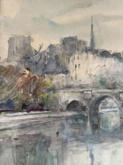 null Georges-Dominique ROUAULT (1904-2002)
The quays of the Seine in Paris
Watercolor,...