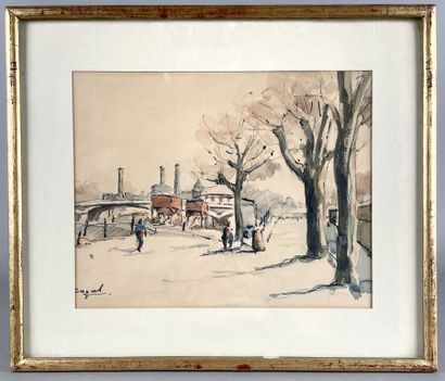 null Louis CAZALS (1912-1995)
On the quays
Watercolor and ink, signed lower left
Height...