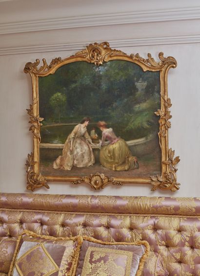 null L. OLLIER (XIXe ou XXe siècle)
Élégantes au bord du bassin
Huile sur toile,...