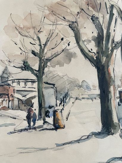 null Louis CAZALS (1912-1995)
On the quays
Watercolor and ink, signed lower left
Height...