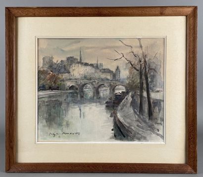 null Georges-Dominique ROUAULT (1904-2002)
The quays of the Seine in Paris
Watercolor,...