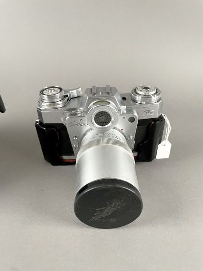 null Zeiss Ikon Contarex BullsEye case with Carl Zeiss Sonnar 4/135 mm lens (cas...