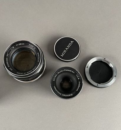 null Set of five miscellaneous objectives: Carl Zeiss Jena Sonnar 1.5/5 cm objective,...