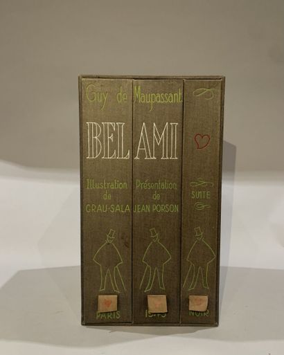  Guy de MAUPASSANT, Bel Ami, 3 volumes, illustrations de Grau-Sala, présentation... Gazette Drouot