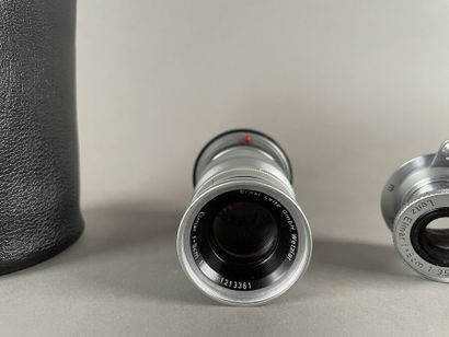null Camera. Set of two lenses Leitz Elmar 3.5/5 cm n° 745 024 (1949, impurities)...