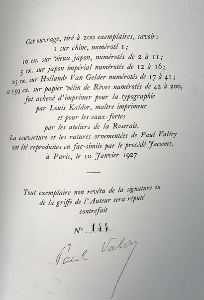 null VALÉRY (Paul) :
Le Serpent. Paris, Éd. Eos, 1926 ; in-quarto broché sous couverture...