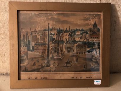 null Ensemble de quatre gravures : 
- Vue de Rome. Haut. : 28,5 cm ; Larg. : 34 cm...