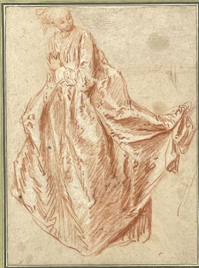 null Jean-Baptiste PATER (Valenciennes 1695-Paris 1736)
Jeune femme en pied
Sanguine...