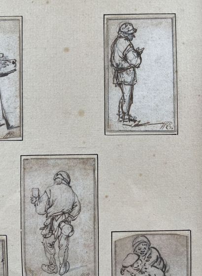 null Isaac van OSTADE (1621-1649)
Cinq études de personnages sur le même montage
Plume...