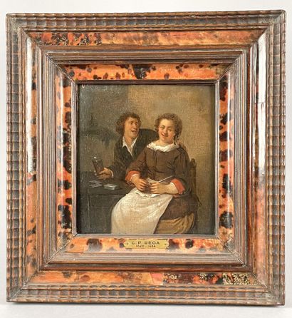 null Attribué à Egbert Van HEEMSKERK II (1645-1704)
Couple de buveurs et fumeurs
Panneau...