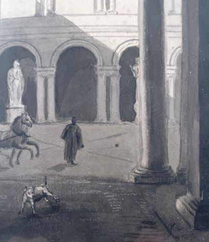 null Luigi FIORONI (1795-1864)
Palazzo Ruspoli
Intérieur du Palais Borghese à Rome
Deux...