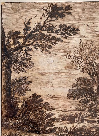 null Crecenzo ONOFRIO (Rome 1634-Florence 1698)
Paysage au clair de lune
Plume et...