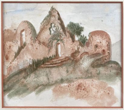 null Aurore DUPIN dite George SAND (1804-1876)
Ruines
Aquarelle et dendrite
Haut....