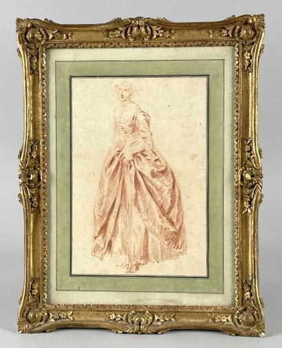 null Nicolas LANCRET (Paris 1690-1743)
Jeune femme soulevant un pan de sa robe
Sanguine
Haut....