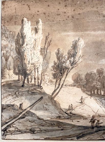 null Roelant ROGHMAN (1627-1692)
Paysage animé
Plume et encre brune sur traits de...