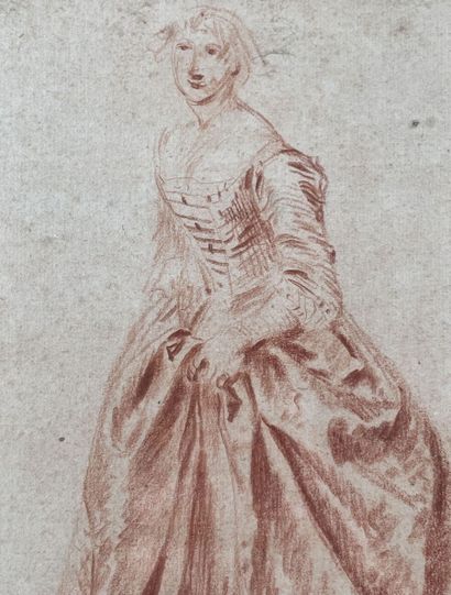 null Nicolas LANCRET (Paris 1690-1743)
Jeune femme soulevant un pan de sa robe
Sanguine
Haut....