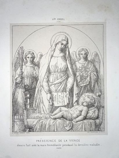 null - Gravure précieuse de la Vierge d'après un dessin de Victor Orsel pendant la...