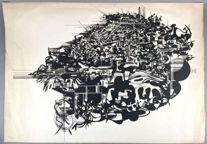 null Raymond MORETTI (1931-2005) 
1/ La bataille 
Lithographie en couleur sur papier...