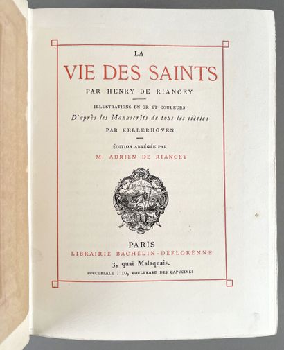 null Henry de Riancey
La vie des Saints
Paris, Bachelin-Deflorenne
Reliure en vélin...