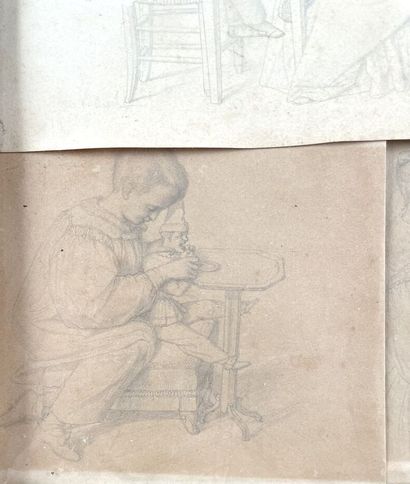 null Victor ORSEL (1795-1850)
Douze dessins, mine de plomb, encre, certains signés,...