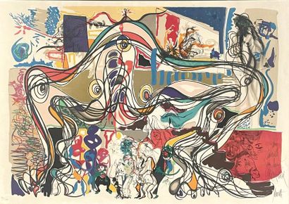 null Raymond MORETTI (1931-2005) 
Composition abstraite
Lithographie, signée et dédicacée...