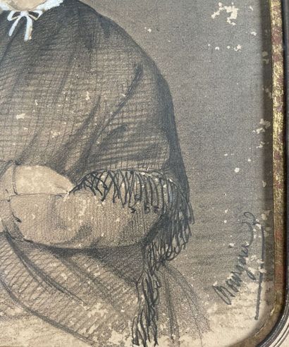 null École française du XIXe siècle
Portrait de dame au bonnet de dentelle
Crayon,...