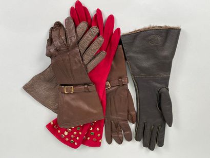 null Important lot de gants, gants d'opéra, gants de conduite et divers, en cuir,...