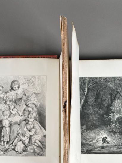 null Réunion de deux ouvrages : 
- Fables de la Fontaine avec les dessins de Gustave...