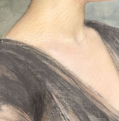 null Marcel BASCHET (1862-1941)
Portrait de femme de profil au chignon
Pastel gras...